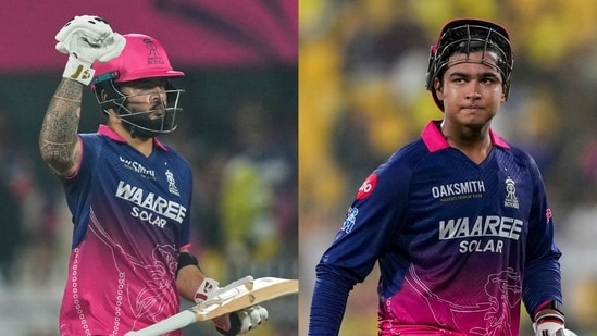Riyan Parag heaped praise on Vaibhav Sooryavanshi after an explosive fifty. (AP and PTI Images)