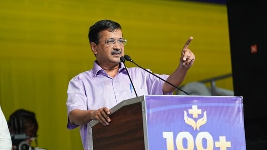 AAP national convenor Arvind Kejriwal addresses a press interaction in New Delhi.