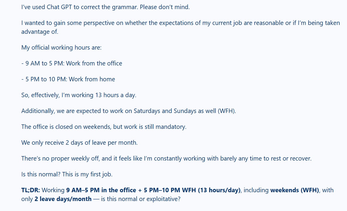 A post shared by a Reddit user. (Screengrab (Reddit)) A post shared by a Reddit user. (Screengrab (Reddit))