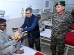 Kutch, Feb 05 (ANI):  Defence Secretary Rajesh Kumar Singh, with Lieutenant General Dhiraj Seth,during their visit to the Surgical Eye Camp Outreach Programme at Military Hospital at Bhuj, in Kutch earlier this year. (@IaSouthern X/ANI Photo)