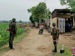 Army officials at the illegal firecracker unit in Hambran, Ludhiana, on Wednesday. (HT Photo)