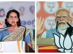 Congress leader Priyanka Gandhi and Prime Minister Narendra Modi.