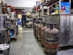 Commercial LPG cylinders inside a restaurant in Bengaluru, Karnataka. 