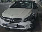 The crash took place near Sector 15 fire station around 2am. Police are tracing the driver through the firm owning the Delhi-registered vehicle. (HT)