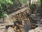 The place of the land subsidence (HT PHOTO)