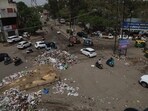 The protesting workers alleged that the situation had arisen due to a strike by drivers of garbage-carrying vehicles and loaders for the past three days, due to which the gates of the Tajpur dump remained closed. (HT Photo) The protesting workers alleged that the situation had arisen due to a strike by drivers of garbage-carrying vehicles and loaders for the past three days, due to which the gates of the Tajpur dump remained closed. (HT Photo)