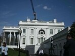 A crane working on US President Donald Trump's planned ballroom is seen at the White House in Washington, DC, on March 31, 2026. (Photo by Brendan SMIALOWSKI / AFP)