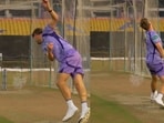 Cameron Green bowling in the nets for KKR. Cameron Green bowling in the nets for KKR.