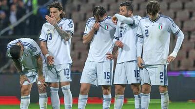 Italy players react during a penalty shootout during the World Cup qualifying vs Bosnia and Herzegovina. (AP) Italy players react during a penalty shootout during the World Cup qualifying vs Bosnia and Herzegovina. (AP)