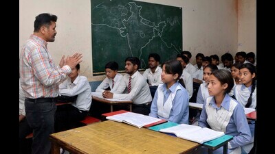Students during a session at a government school in Ludhiana on Wednesday. (HT Photo) Students during a session at a government school in Ludhiana on Wednesday. (HT Photo)