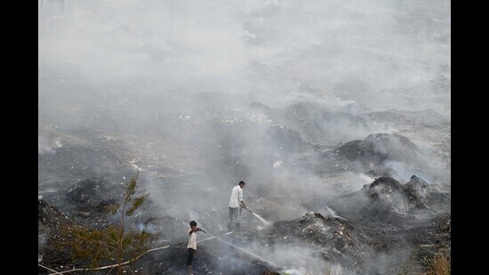 Data shows 623 waste fires in 2025, with IMT Manesar and Sector 29 reporting the highest numbers. Authorities plan awareness drives and coordination. (Parveen Kumar/HT)