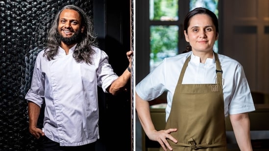 Michelin Star winning chefs Chetan Shetty (L) and Garima Arora (R). (X/@TheVikasKhanna, Instagram/@arorgarima)
