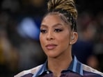 Member of the Amazon Prime NBA broadcast team Candace Parker at Intuit Dome.