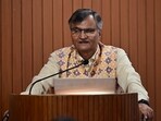 NITI Aayog member Ramesh Chand addressing the colloquium at Centre for Research in Rural and Industrial Development in Sector 19, Chandigarh, on Thursday. (Ravi Kumar/HT)