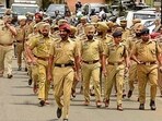 Police personnel in Punjab are not being granted weekly off due to staff shortages, despite the Punjab Police Rules stipulating that they are entitled to one day of rest every week. (HT Photo)