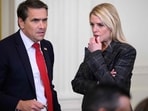 Former Attorney General Pam Bondi (R) speaks with the Deputy Attorney General Todd Blanche following a ceremony with President Donald Trump Former Attorney General Pam Bondi (R) speaks with the Deputy Attorney General Todd Blanche following a ceremony with President Donald Trump