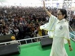 West Bengal chief minister Mamata Banerjee at an election rally in Murshidabad. (ANI)