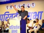 AAP national convenor Arvind Kejriwal addresses a public meeting in Ponda, Goa.