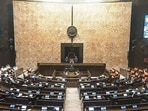 Rajya Sabha proceedings are underway during the budget session of Parliament on Wednesday. 