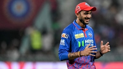Axar Patel bowled three overs vs LSG. (AFP) Axar Patel bowled three overs vs LSG. (AFP)