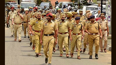 Police personnel in Punjab are not being granted weekly off due to staff shortages, despite the Punjab Police Rules stipulating that they are entitled to one day of rest every week. (HT Photo)