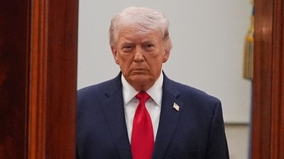 US President Donald Trump arrives to speak at a televised address on the conflict in the Middle East from the Cross Hall of the White House in Washington, DC. (AFP) US President Donald Trump arrives to speak at a televised address on the conflict in the Middle East from the Cross Hall of the White House in Washington, DC. (AFP)
