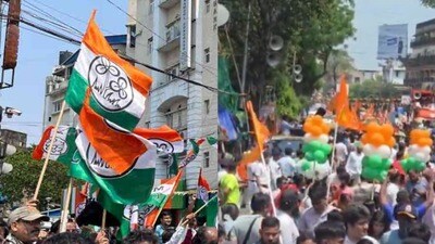 রোড শোয়ের প্রচারগাড়ি থেকে রাস্তায় নামতে হয় অমিত শাহকে। রোড শোয়ের প্রচারগাড়ি থেকে রাস্তায় নামতে হয় অমিত শাহকে।