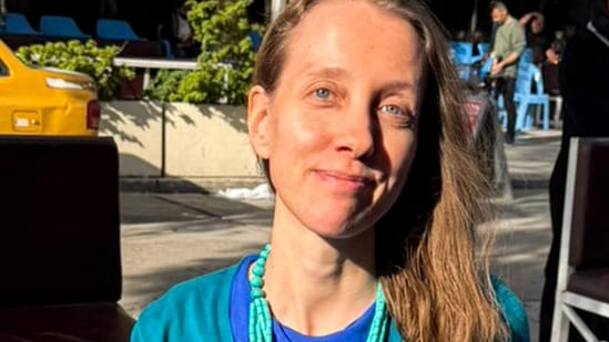 US journalist Shelly Kittleson poses for a picture in Baghdad on March 31, 2026. (AFP)