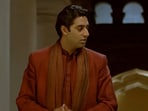 Abhishek Bachchan and Aishwarya Rai in a still from the film Guru.