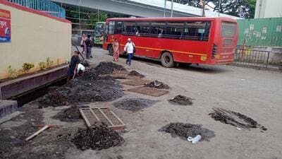 Heavy rains expose drainage woes at Swargate ST stand Heavy rains expose drainage woes at Swargate ST stand