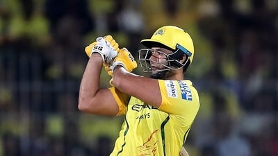 Shivam Dube restructured the CSK innings after a few quick wickets before finding a sequence of boundaries at the end – finished on 45* off 28. (ANI Pic Service)