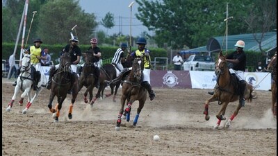 Army Service Corps players in action during a match with Haryana in Chandigarh. (Keshav Singh/HT)