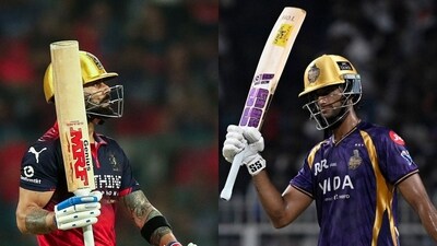 Virender Sehwag urges Angkrish Raghuvanshi to follow Virat Kohli template after KKR collapse. (ANI and HT Image) Virender Sehwag urges Angkrish Raghuvanshi to follow Virat Kohli template after KKR collapse. (ANI and HT Image)