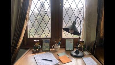 The window overlooks a grand garden, a green oasis skirted by a cluster of houses. (HT Photo)