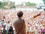 Assam chief minister Himanta Biswa Sarma during an election rally.