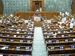 Lok Sabha proceedings underway during the second part of the Budget Session of Parliament in New Delhi.