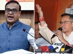 Assam chief minister Himanta Biswa Sarma (left); state Congress president Gaurav Gogoi. (ANI)