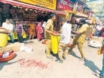 BMC cracks down on encroachments on Lalbaug’s Mirchi Galli.