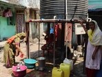 Kalyan, India –March.28. Some areas of Kalyan-Dombivli do not get water for almost a week. The residents solely have to depend on tanker water pic of water problem in kalyan west. in kalyan . India, on Thursday,March.28.2019 (Photo by Rishikesh Choudhary/HT)