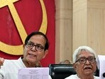 Kolkata: Left Front chairman Biman Bose, right, and CPI(M) state secretary Mohammed Salim display the candidates list of Left parties for the upcoming West Bengal Assembly elections during a press conference, at the CPI(M) state headquarters, in Kolkata, Monday, March 16, 2026. Kolkata: Left Front chairman Biman Bose, right, and CPI(M) state secretary Mohammed Salim display the candidates list of Left parties for the upcoming West Bengal Assembly elections during a press conference, at the CPI(M) state headquarters, in Kolkata, Monday, March 16, 2026.
