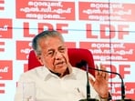 Kerala chief minister Pinarayi Vijayan addresses a press conference in Thiruvananthapuram.