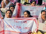 Local community members take part in a protest rally against the new Citizenship Amendment Act (CAA) in Jorhat, Assam, (2019)