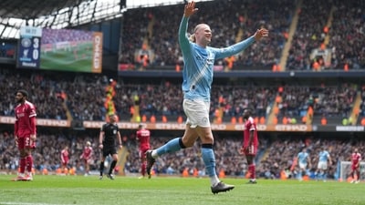 Erling Haaland powered Manchester City to a 4-0 win over Liverpoo (AP) Erling Haaland powered Manchester City to a 4-0 win over Liverpoo (AP)