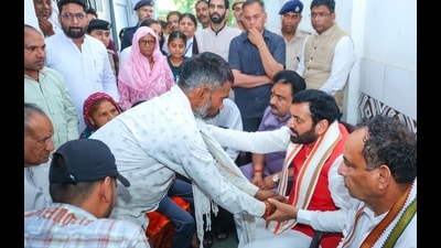 Assuring the affected families, CM Saini said that the government will bear the cost of children’s education and the treatment of the injured. (HT Photo)
