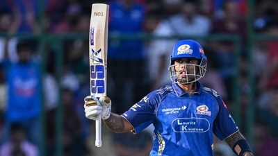Suryakumar Yadav, the Mumbai Indians' stand-in captain, played a knock of 51 runs and it was his knock that helped the five-time champions surpass the 150-run mark against the Delhi Capitals. (AFP) Suryakumar Yadav, the Mumbai Indians' stand-in captain, played a knock of 51 runs and it was his knock that helped the five-time champions surpass the 150-run mark against the Delhi Capitals. (AFP)
