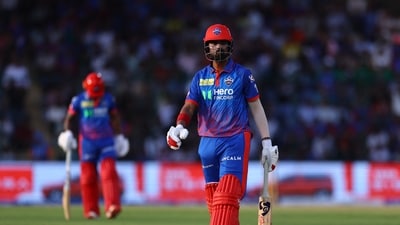 KL Rahul once again failed with the bat as he walked back to the hut after scoring just 1 run. He gave his wicket away to Deepak Chahar in the opening over of Delhi Capitals' chase of 163.&nbsp; (REUTERS)