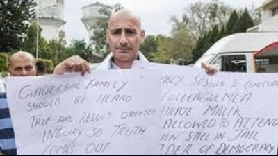 Congress MLA Irfan Hafiz Lone demanding justice for the alleged fake encounter victim in Ganderbal, during the budget session of the assembly in Jammu on Saturday. (PTI) Congress MLA Irfan Hafiz Lone demanding justice for the alleged fake encounter victim in Ganderbal, during the budget session of the assembly in Jammu on Saturday. (PTI)