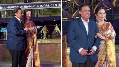 Mukesh Ambani and Nita Ambani at the event marking three years of NMACC. (Instagram) Mukesh Ambani and Nita Ambani at the event marking three years of NMACC. (Instagram)