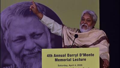 Mumbai, India - April 4, 2026: 4th Annual Darryl D’Monte Memorial Lecture held, at Mumbai Marathi Patrakar Sangh, featuring keynote speaker Rajendra Singh, the “Waterman of India,” on the theme “Jal Jungle Jameen” and environmental conservation from Aravalli to Aarey, in Mumbai, India, on Saturday, April 4, 2026. (Photo by Anshuman Poyrekar/Hindustan Times) (Anshuman Poyrekar/HT Photo) Mumbai, India - April 4, 2026: 4th Annual Darryl D’Monte Memorial Lecture held, at Mumbai Marathi Patrakar Sangh, featuring keynote speaker Rajendra Singh, the “Waterman of India,” on the theme “Jal Jungle Jameen” and environmental conservation from Aravalli to Aarey, in Mumbai, India, on Saturday, April 4, 2026. (Photo by Anshuman Poyrekar/Hindustan Times) (Anshuman Poyrekar/HT Photo)