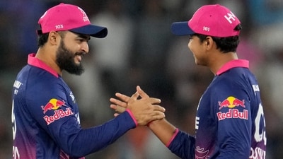 Rajasthan Royals defeated Gujarat Titans by six runs in their IPL 2026 fixture, in Ahmedabad on Saturday. The win saw RR maintain their unbeaten run, winning their opening two games. (PTI) Rajasthan Royals defeated Gujarat Titans by six runs in their IPL 2026 fixture, in Ahmedabad on Saturday. The win saw RR maintain their unbeaten run, winning their opening two games. (PTI)